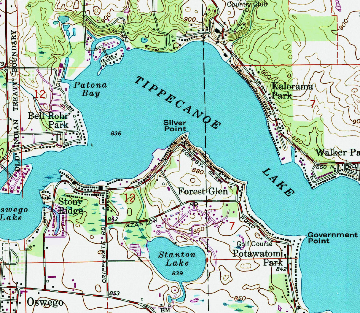 1980 Map of Tippecanoe Lake Indiana