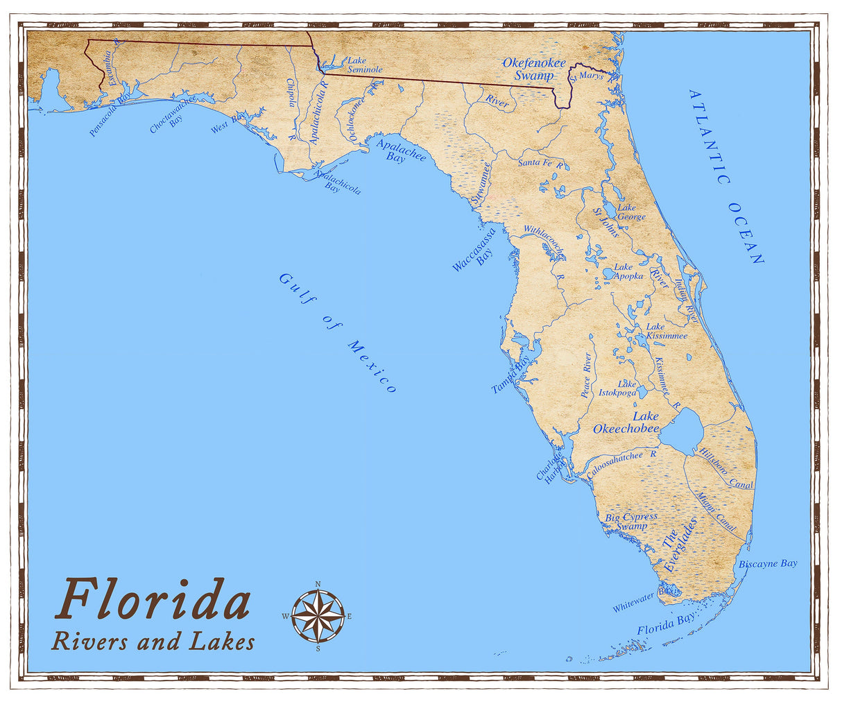 Florida Rivers and Lakes Map