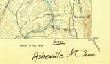 1894 Topo Map of Ashville North Carolina Quadrangle