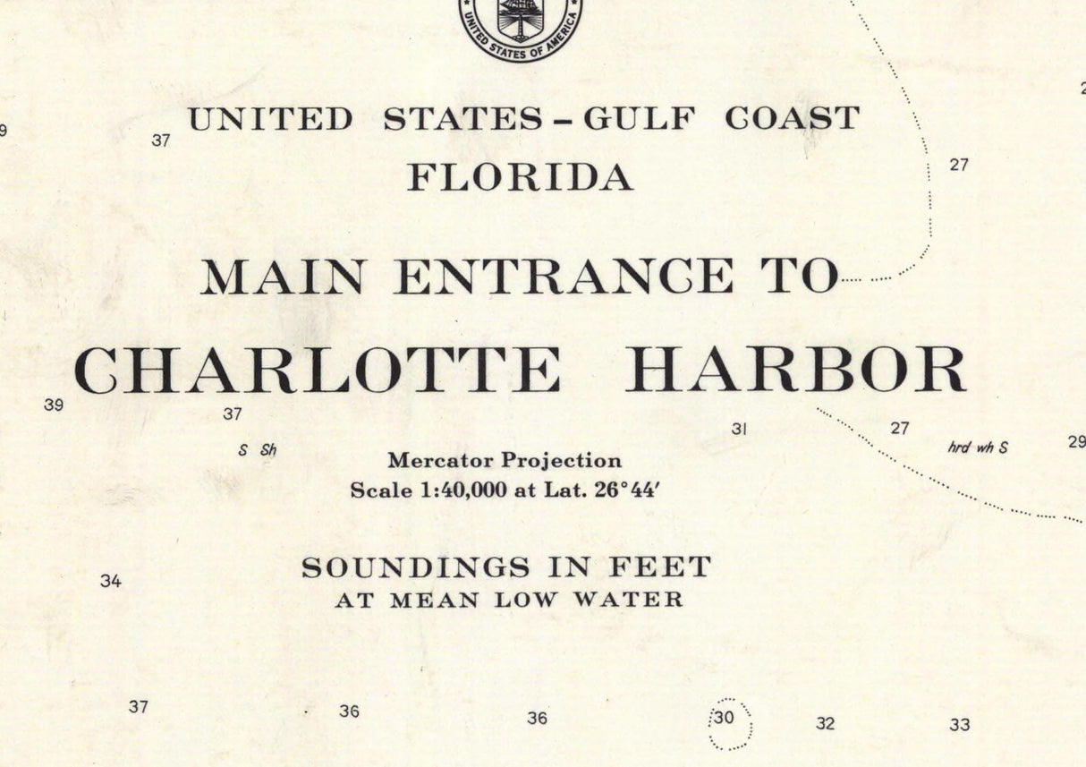 1961 Nautical Chart of Entrance to Charlotte Harbor Florida