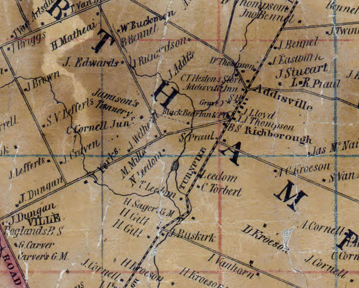 1850 Map of Northampton Township Bucks County Pennsylvania