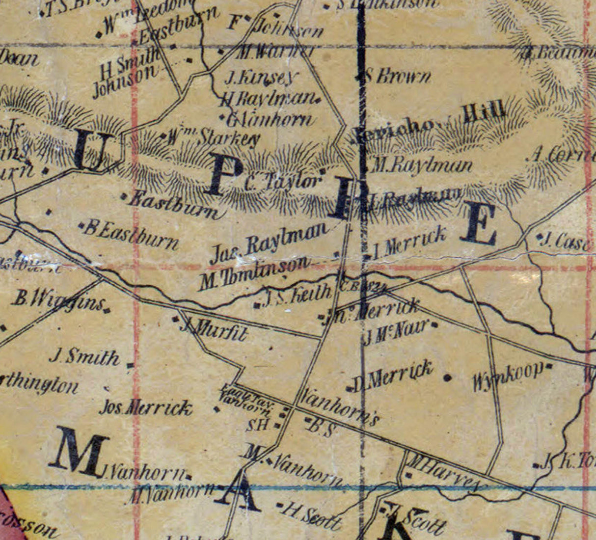 1850 Map of Upper Makefield Township Bucks County Pennsylvania