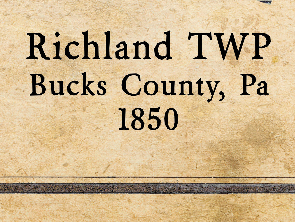 1850 Map of Richland Township Bucks County Pennsylvania