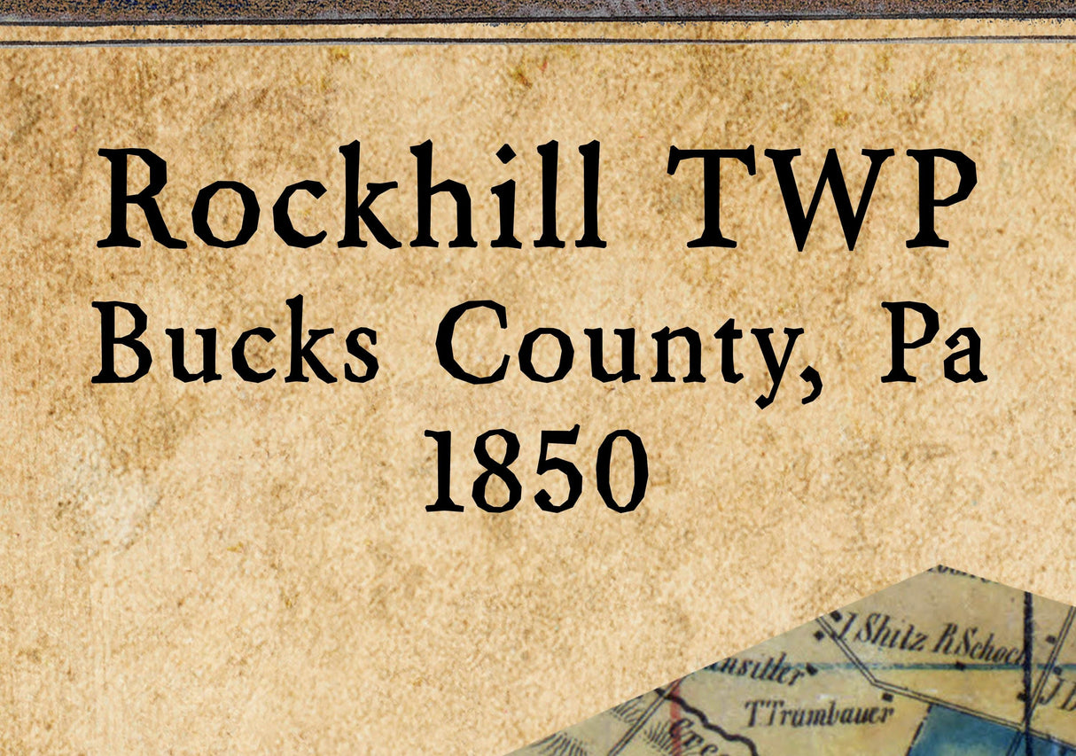 1850 Map of Rockhill Township Bucks County Pennsylvania