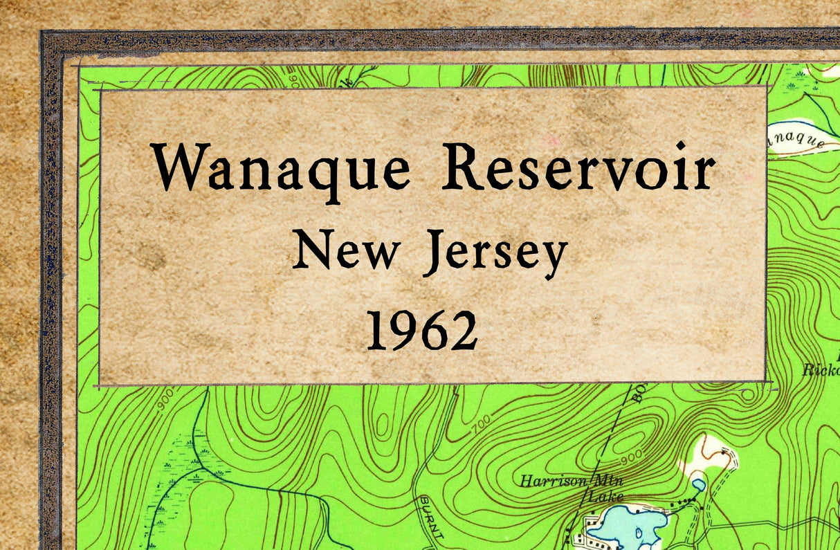 1962 Map of Wanaque Reservoir New Jersey