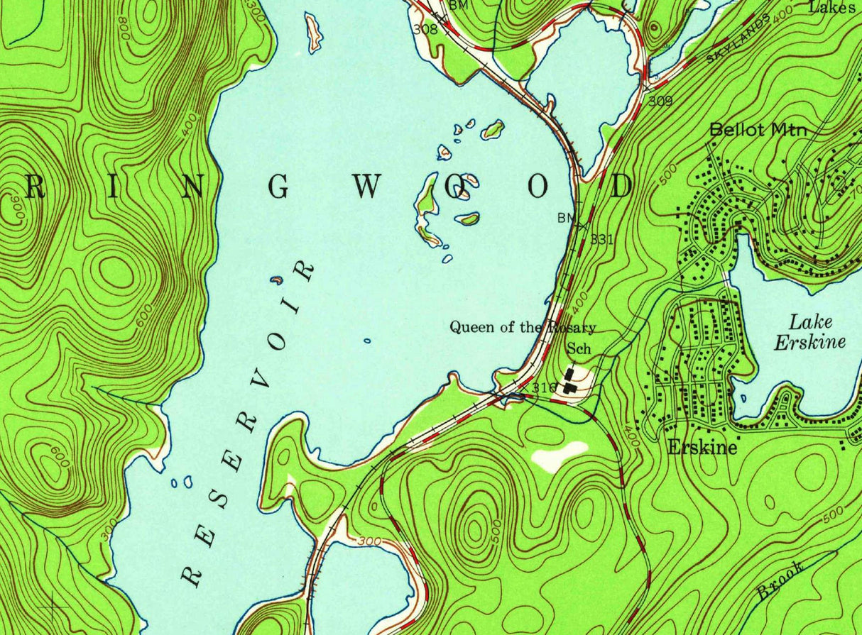 1962 Map of Wanaque Reservoir New Jersey