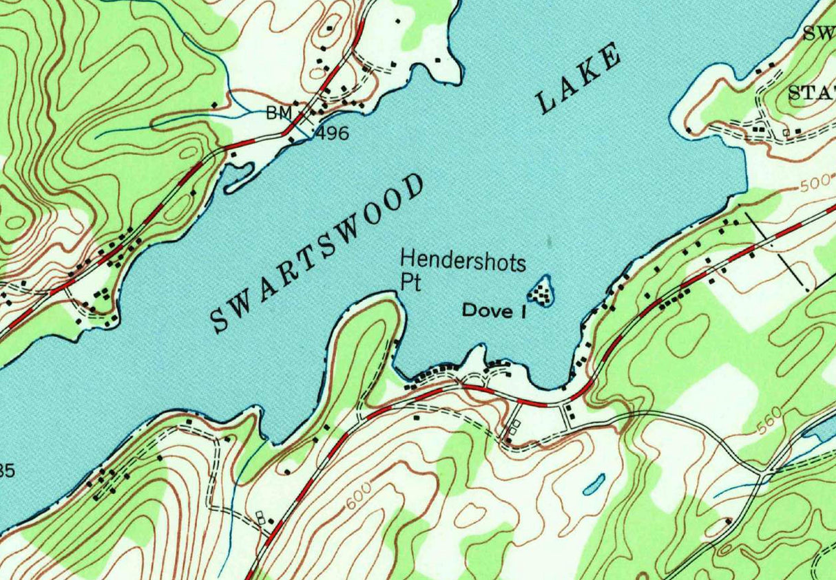 1968 Map of Swartswood Lake and Paulins Kill Lake New Jersey