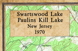 1968 Map of Swartswood Lake and Paulins Kill Lake New Jersey