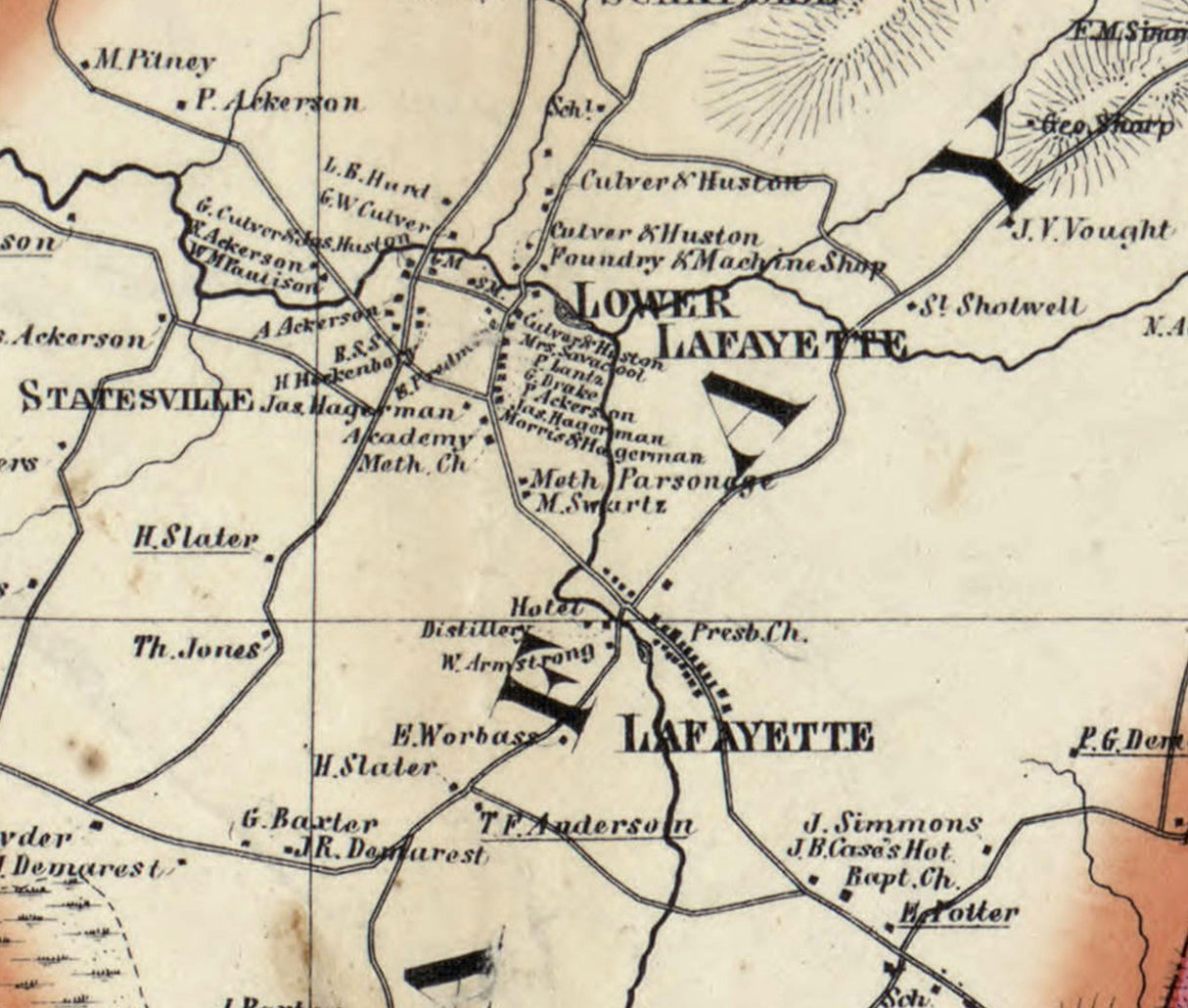 1860 Map of Lafayette Township Sussex County New Jersey