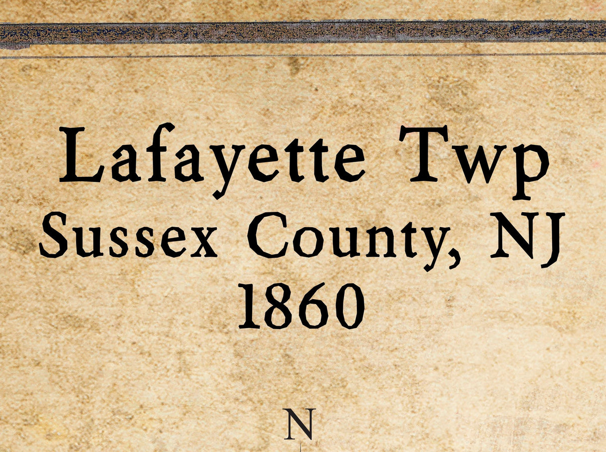 1860 Map of Lafayette Township Sussex County New Jersey