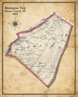 1860 Map of Montague Township Sussex County New Jersey