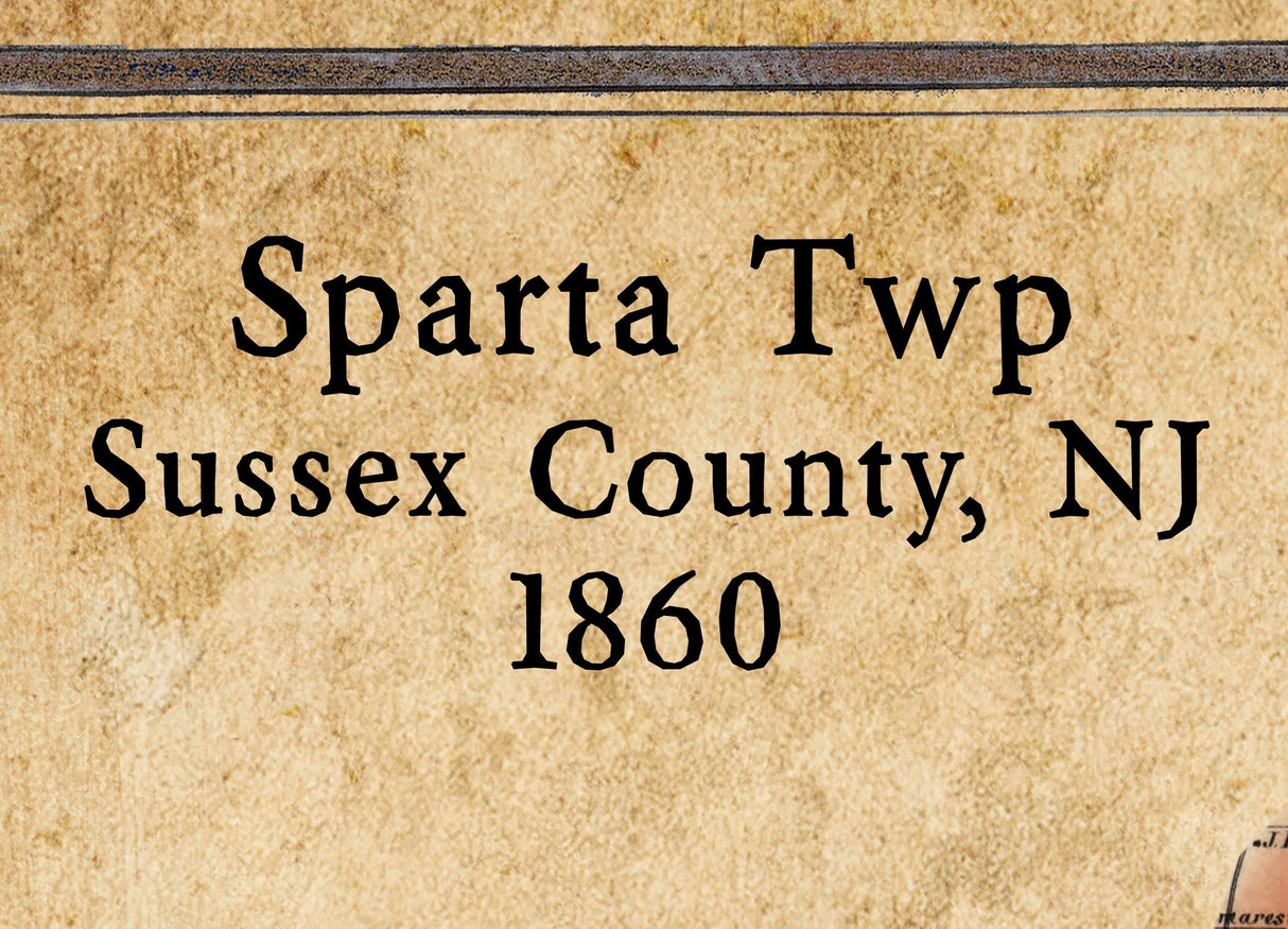 1860 Map of Sparta Township Sussex County New Jersey