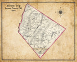 1860 Map of Vernon Township Sussex County New Jersey