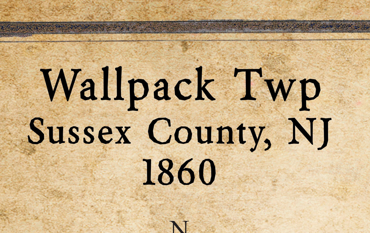 1860 Map of Wallpack Township Sussex County New Jersey