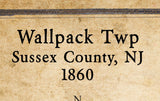 1860 Map of Wallpack Township Sussex County New Jersey