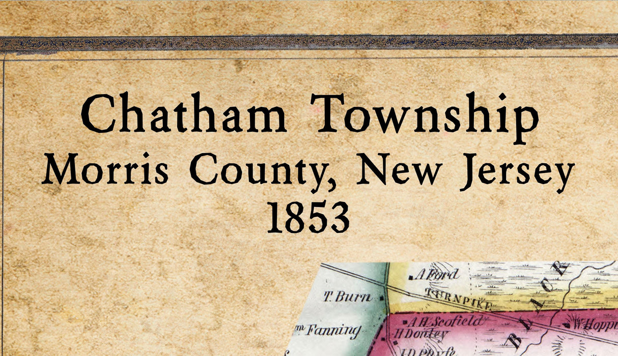 1853 Map of Chatham Township Morris County New Jersey