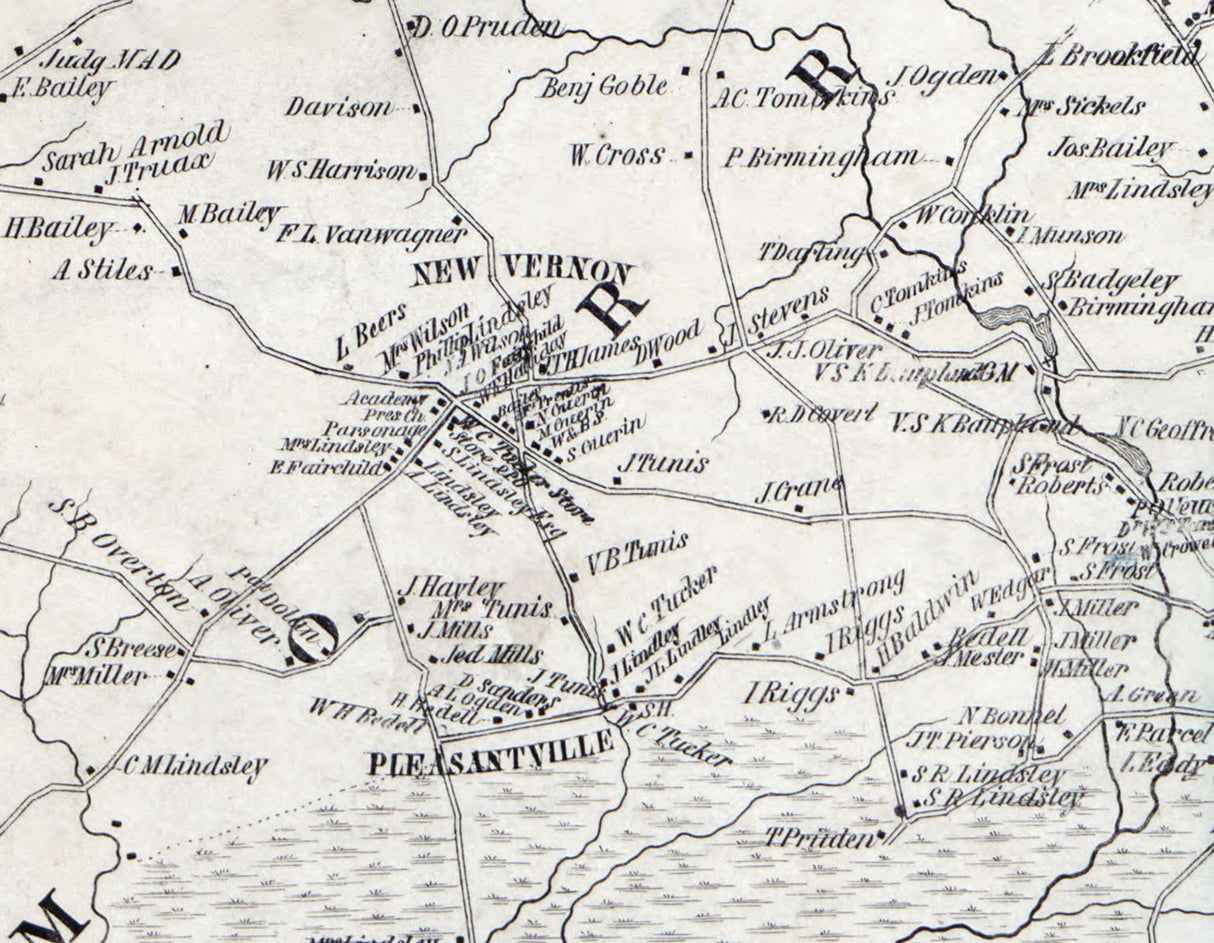 1853 Map of Morris Township Morris County New Jersey