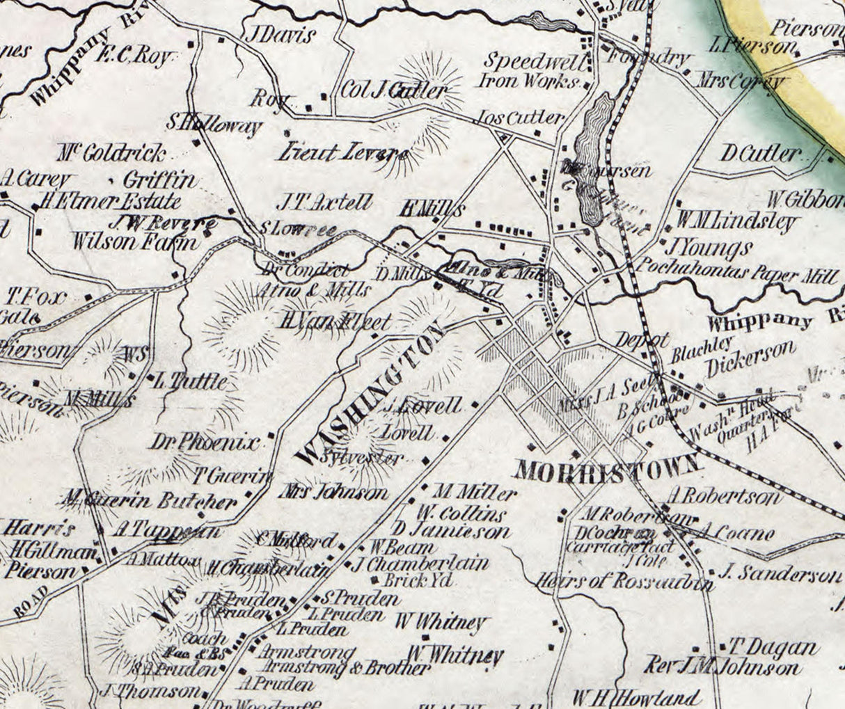 1853 Map of Morris Township Morris County New Jersey