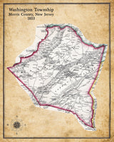 1853 Map of Washington Township Morris County New Jersey