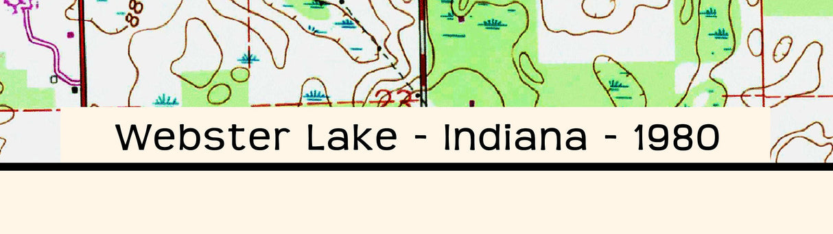 1980 Map of Webster Lake Indiana