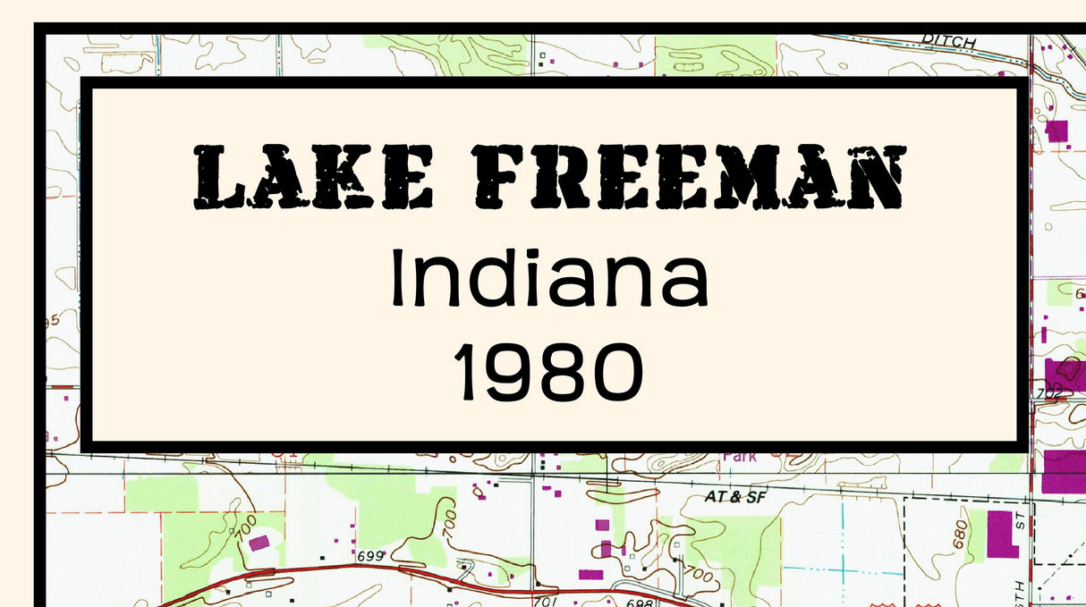 1980 Map of Lake Freeman Indiana