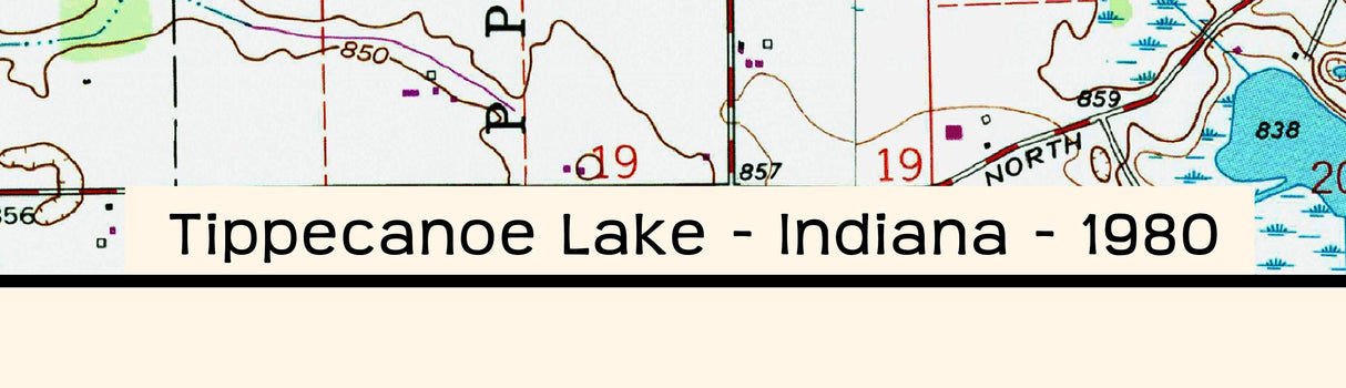 1980 Map of Tippecanoe Lake Indiana