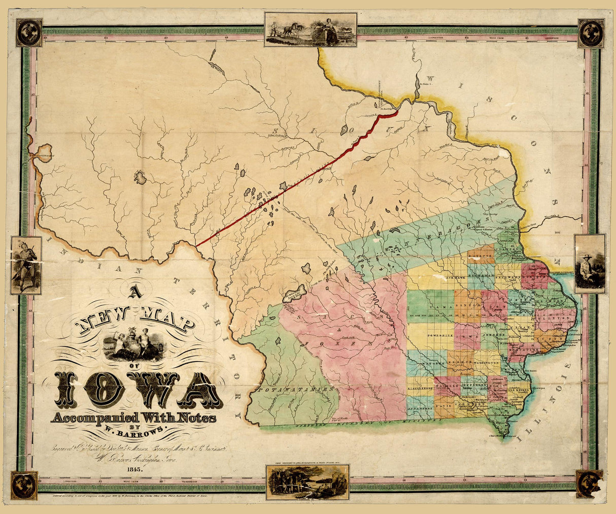 1845 Map of Iowa