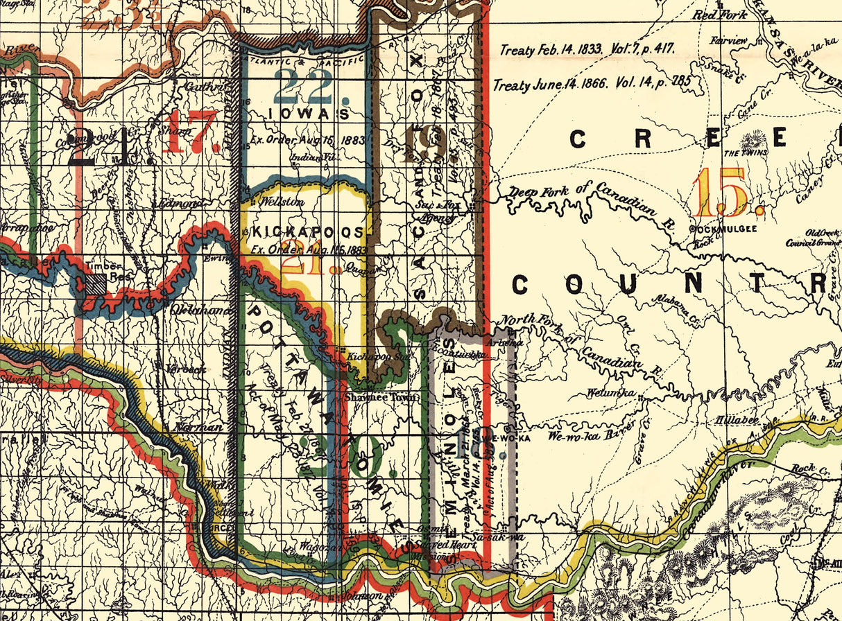 1889 Map of Oklahoma Indian Territory