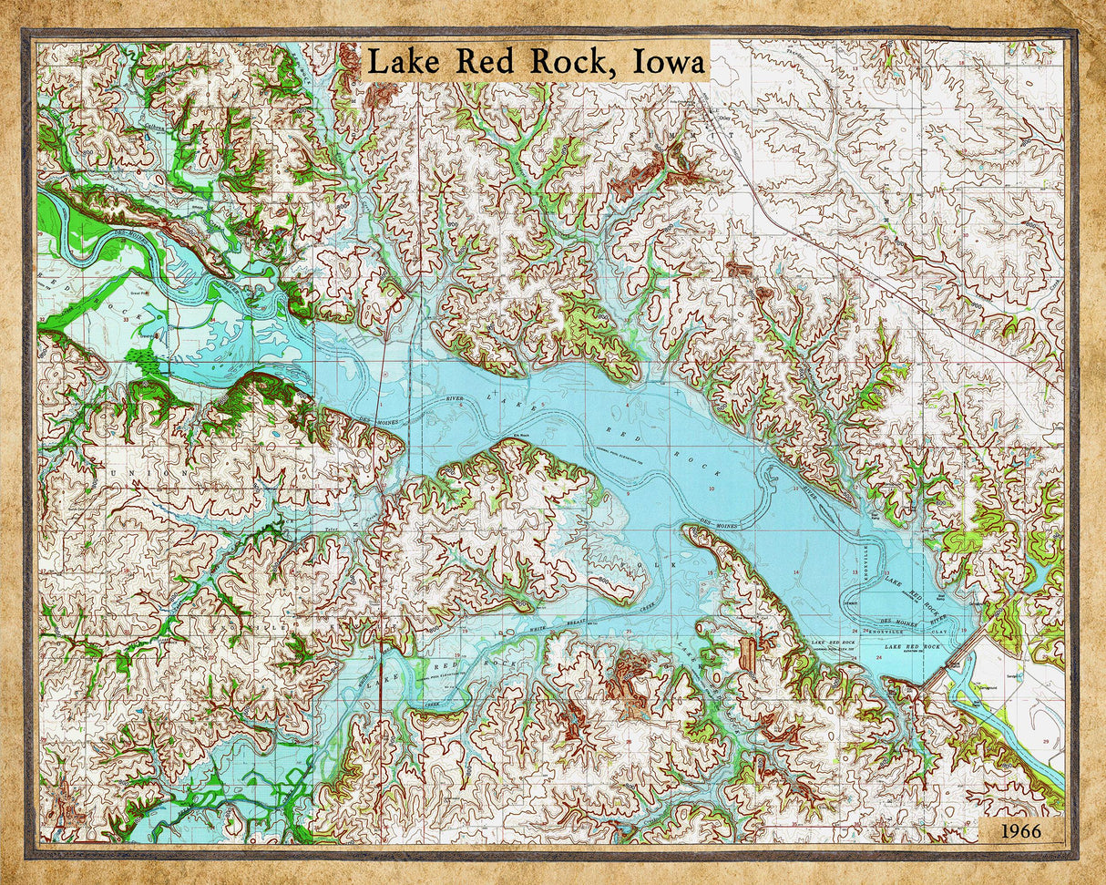 1966 Map of Lake Red Rock Iowa