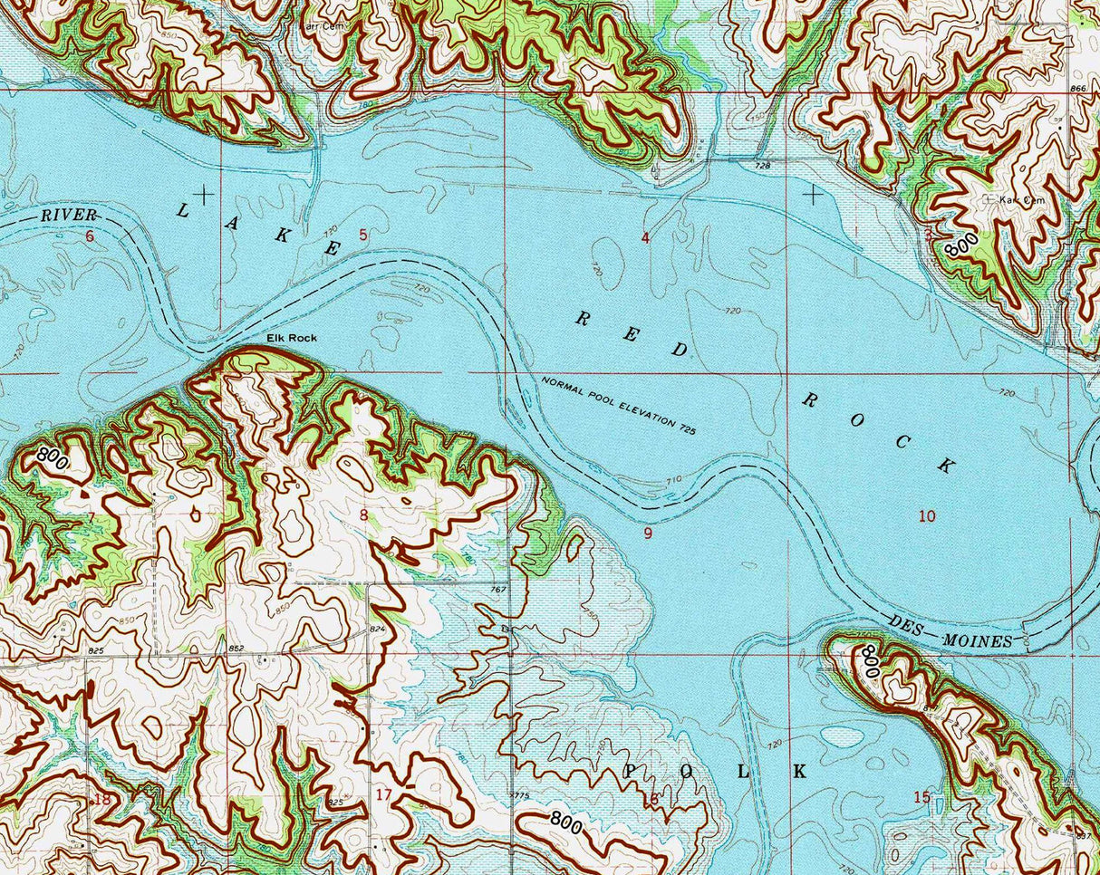 1966 Map of Lake Red Rock Iowa