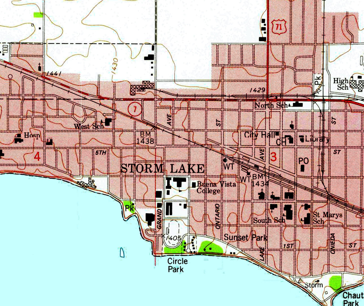 1979 Map of Storm Lake Iowa