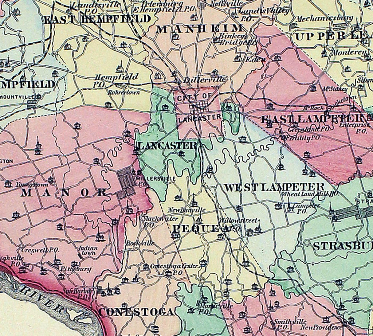 1875 Map of Lancaster County Pennsylvania