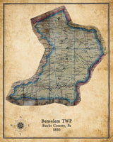 1850 Map of Bensalem Township Bucks County Pennsylvania