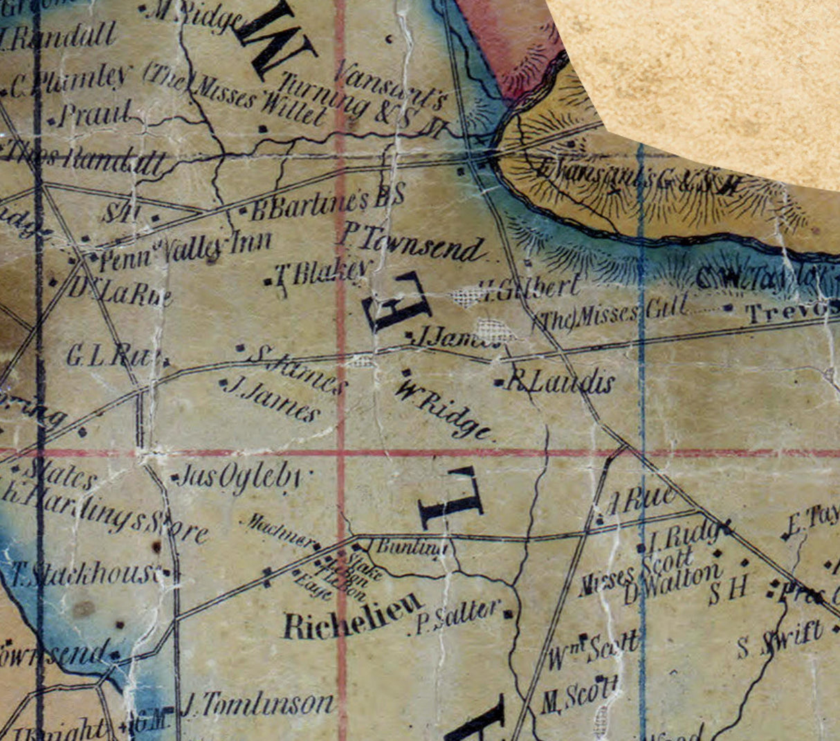 1850 Map of Bensalem Township Bucks County Pennsylvania