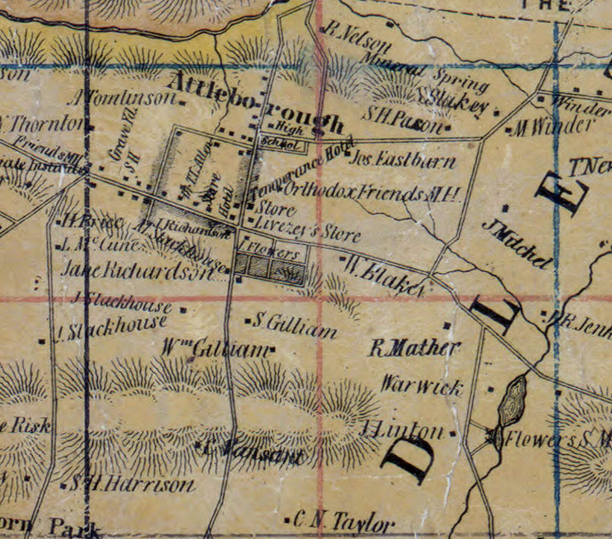 1850 Map of Middletown Township Bucks County Pennsylvania