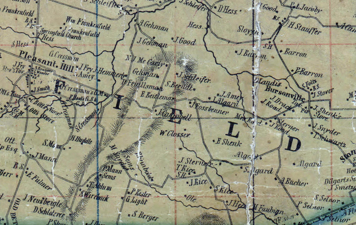 1850 Map of Springfield Township Bucks County Pennsylvania