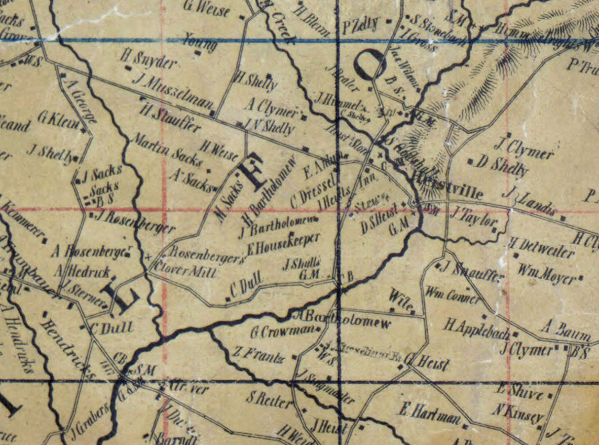 1850 Map of Milford Township Bucks County Pennsylvania