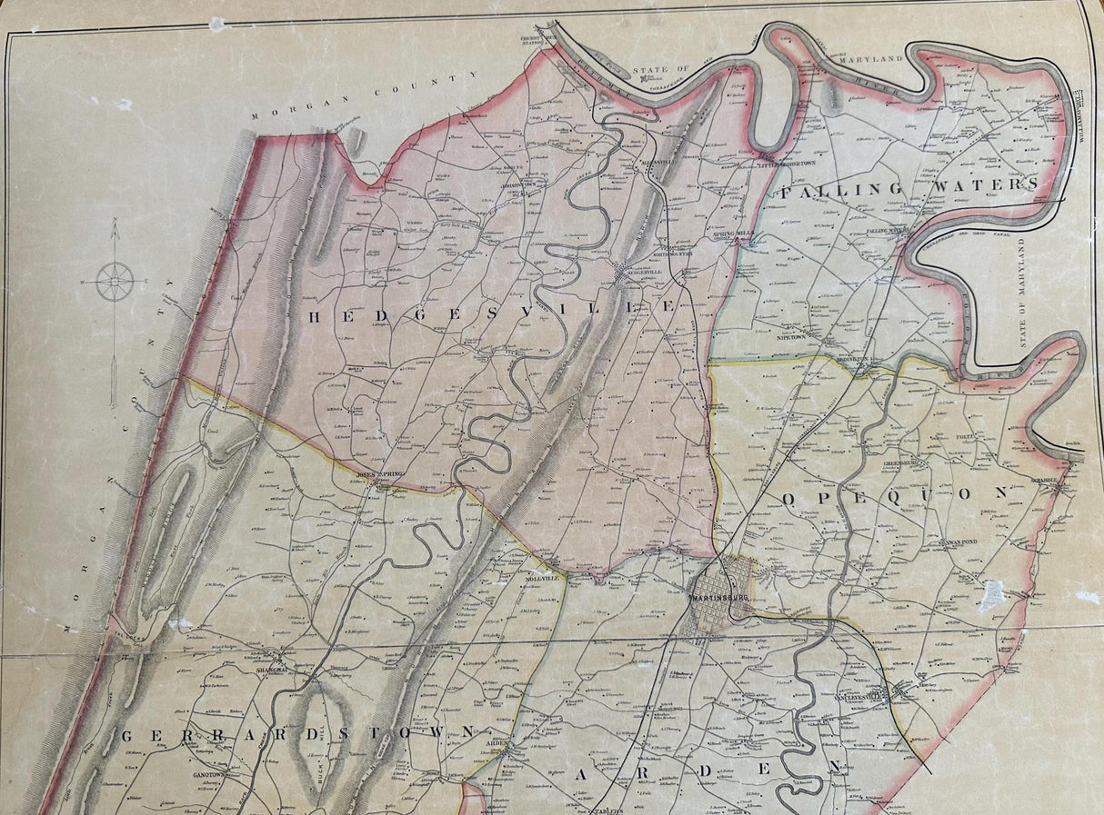 1894 Map of Berkeley County West Virginia Martinsburg