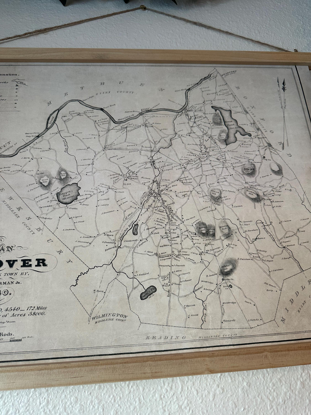 1830 Map of Andover Essex County Massachusetts