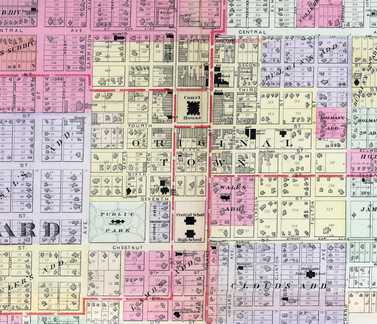 1895 Map of Carthage Jasper County Missouri