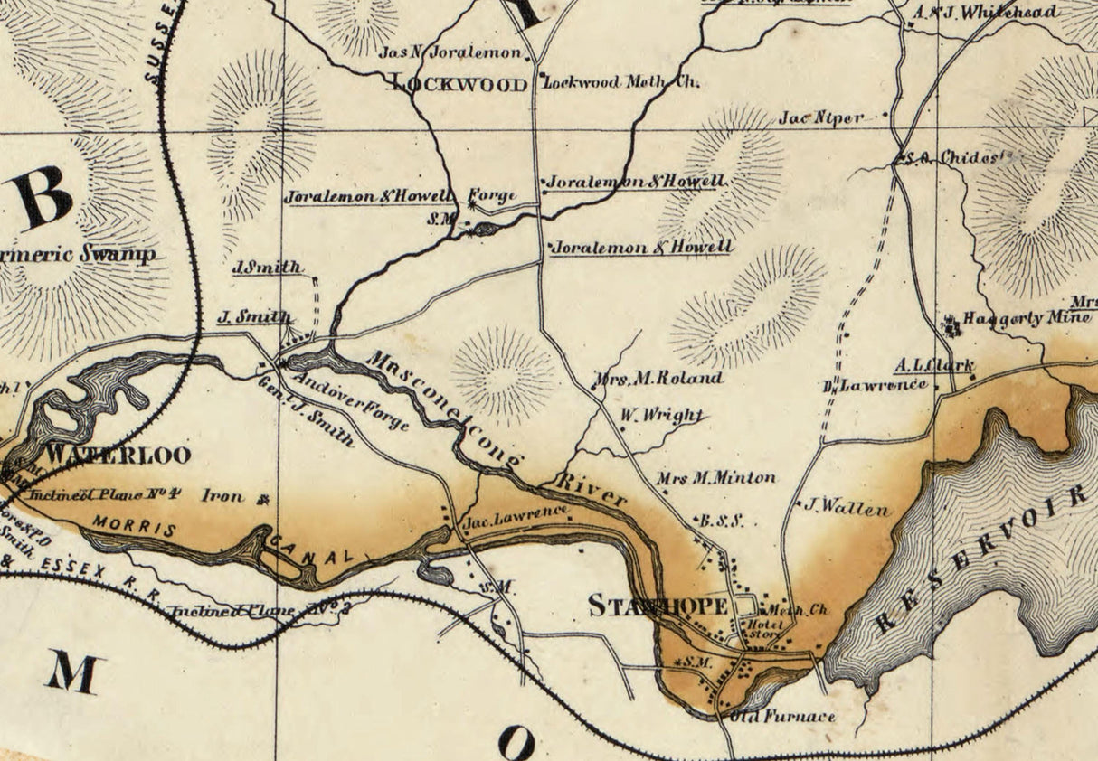 1860 Map of Byram Township Sussex County New Jersey