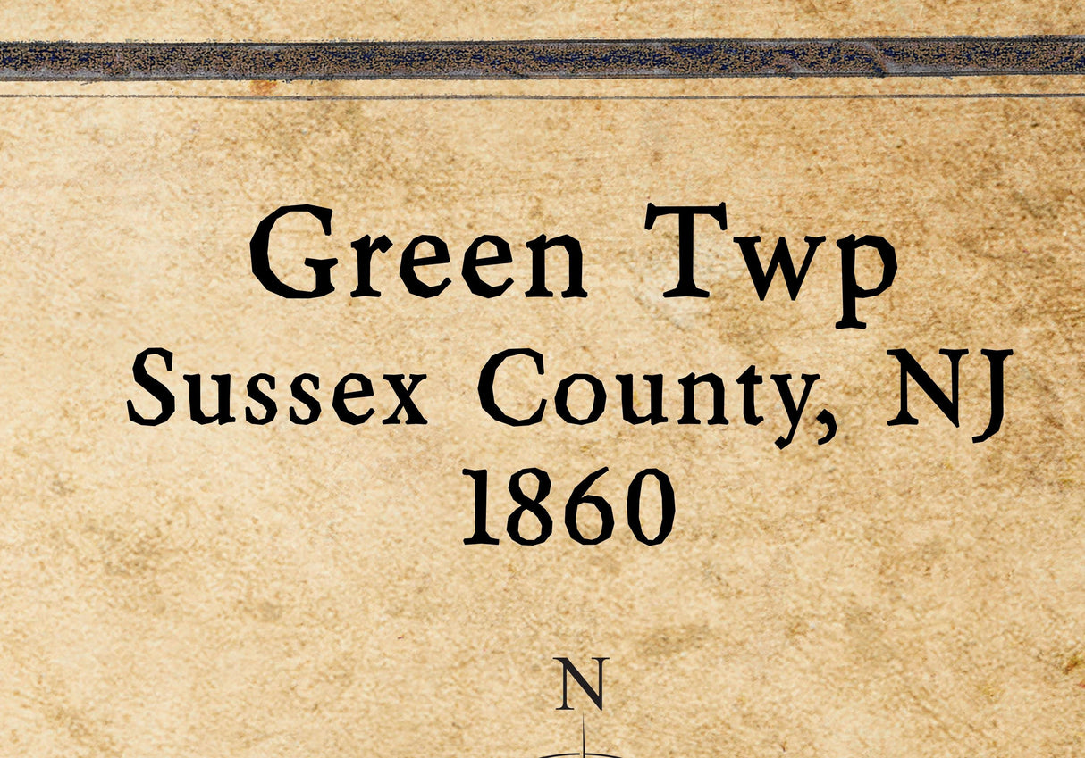 1860 Map of Green Township Sussex County New Jersey