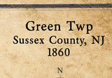 1860 Map of Green Township Sussex County New Jersey