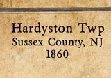 1860 Map of Hardyston Township Sussex County New Jersey