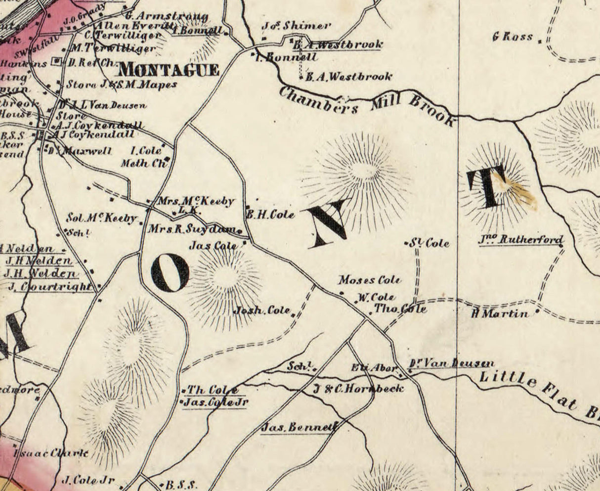 1860 Map of Montague Township Sussex County New Jersey