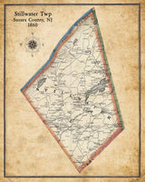 1860 Map of Stillwater Township Sussex County New Jersey