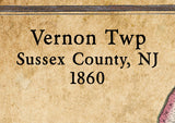 1860 Map of Vernon Township Sussex County New Jersey