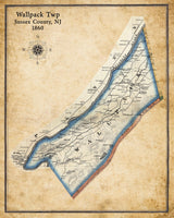 1860 Map of Wallpack Township Sussex County New Jersey