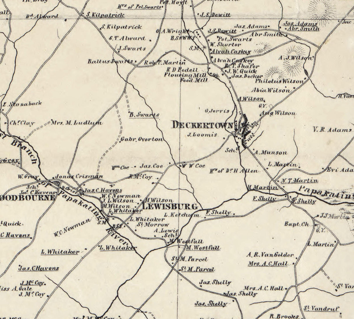 1860 Map of Wantage Township Sussex County New Jersey