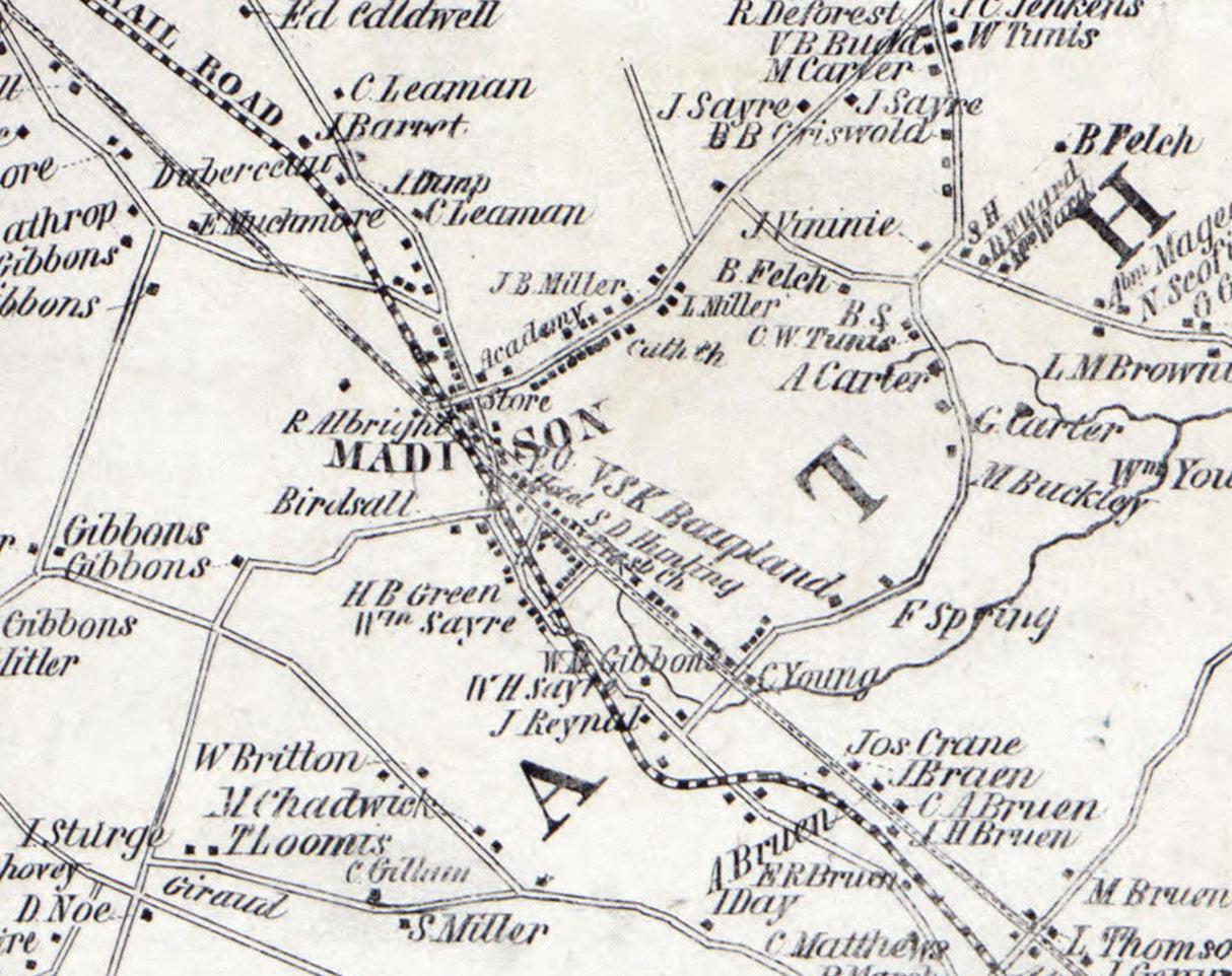 1853 Map of Chatham Township Morris County New Jersey